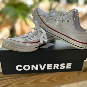 Gently Worn White Low Top Converse All Stars